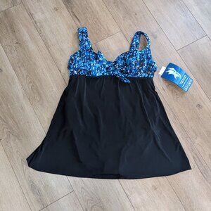 NWT Great Lengths Swimdress Womens 18 Tummy Control Abstract Swimsuit One Piece